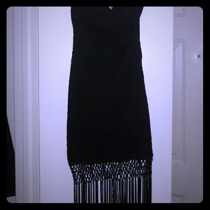 Bebe black fitted crochet dress